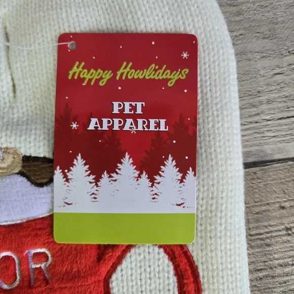 HAPPY HOWLIDAYS | NWT Dog Christmas Sweater in White/Red sz S - Picture 3 of 8